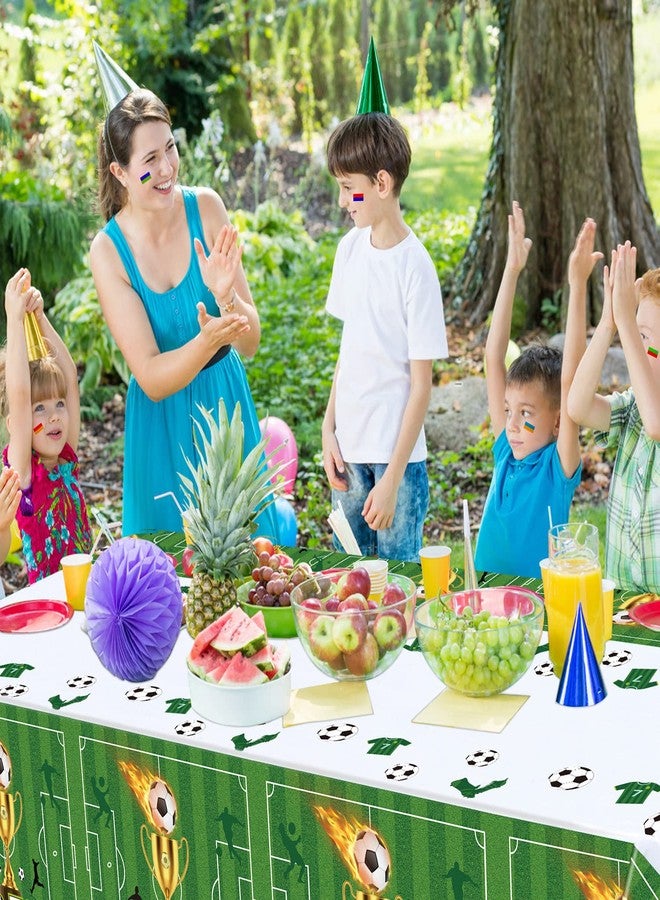 Inspireyee 4 Pack Soccer Party Tablecloths Soccer Birthday Decorations Plastic Disposable Sports Theme Party Table Covers Soccer Theme Table Cloth for Rectangle Tables Birthday Party Supplies Favors 51'' X 86'' - Image 5